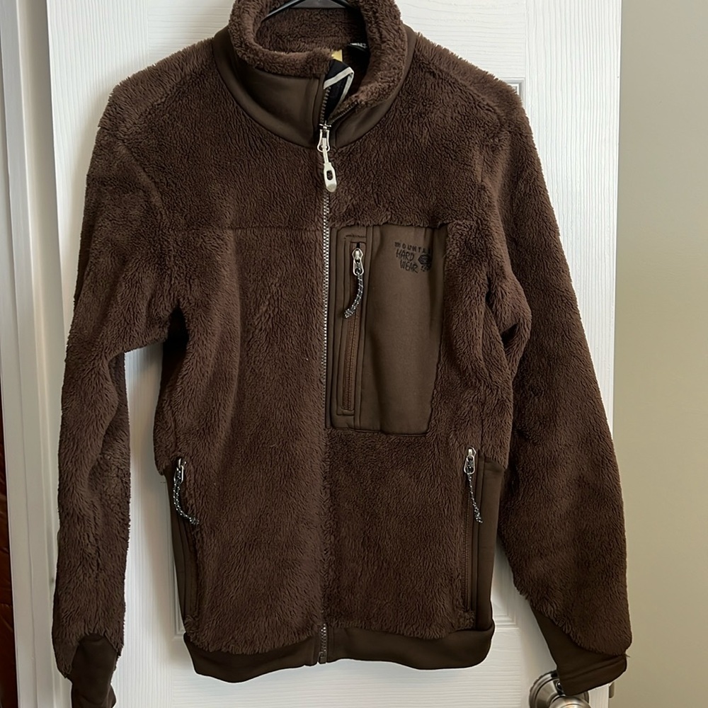 Women’s mount hardware fleece dark brown jacket, size medium